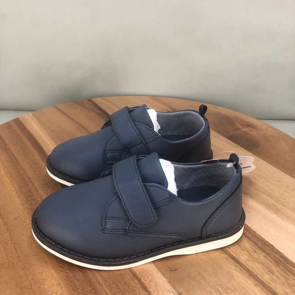 Wonder Nation Boys Navy Blue Dress Shoes Hook and Loop Size 9